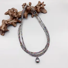 Ожерелья с подвесками FoLisaUnique, 3 нити, 4 мм, переливающиеся кристаллы, жемчужное ожерелье в стиле барокко для женщин, многоцветное блестящее модное модное ожерелье