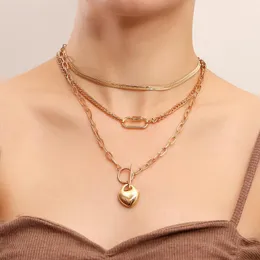 Anhänger Halsketten Punk Stil Legierung Herz Ketten Für Frauen Gold Farbe Layered Halskette Weibliche 2023 Mode Schmuck Einfache