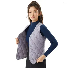 Kvinnors västar Autumn Winter Cotton Vest Jacket Kvinnor 2023 Lös V-ring varmare kappa tunt täckt knapp Waistcoat mode tops kvinnlig