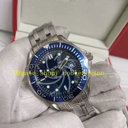 Verkligt foto med originalbox Mens Watch Men's 41mm 007 Blue Dial Rostfritt stål Armband Casino Royale Limited Edition Professional Automatiska mekaniska klockor