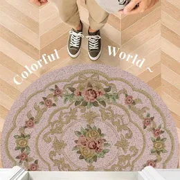 Carpet Home Porch Doormat Entrance Door Pvc Anti Skid Retro Bow Floor Mat Semi Circular Bathroom Kitchen Cute Room Decor 230413