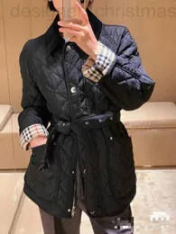 Women's Jackets designer luxury B Autumn/Winter Diamond Quilted Cotton Coat Contrast Corduroy Collar Design Plaid Classic H-Shape YAB5