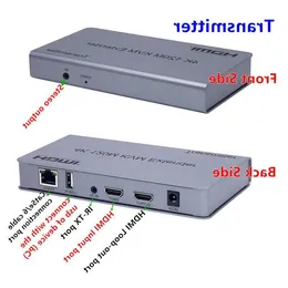 Freeshipping HD-MI KVM Extender USB Mus/tangentbordsförlängning 120m av CAT/RJ45/LAN/UTP Network Cable IR Control TX/RX 35mm R/L Audio OU XJIN