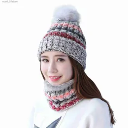 Hats Scarves Sets Connectyle Womens Winter Beanie Hat Soft Fleece Lined Circle Scarf Set Thick Warm Fuzzy Acrylic Knit Hat Neck ScarvesL231113
