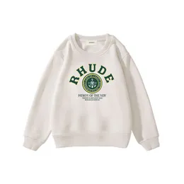 子供用スウェットシャツrhudeファッションラグジュアリーデザイナーボーイズガールズキッズフーディーフーディーズラウンドネックフーディーレタープリントプルオーバーキッド服