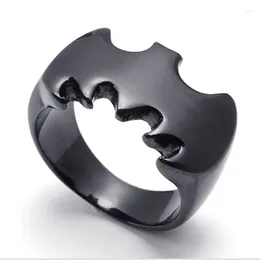 Cluster Rings Fashion Black Men's Jewelry Bat Stainless Steel Finger Ring Size 7 To 14