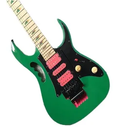 High Quality 6 Strings Green Electric Guitars JEM 7V Guitar Open HSH Pickups Black Pickguard Pyramid Inlay Maple Fingerboard