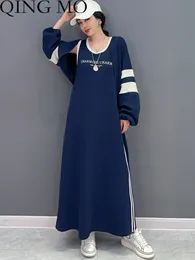 Dwuczęściowa sukienka Qing Mo 2023 Wiosna letnia kamizelka mody Mała kurtka Twopiece Zestaw Kobiety Ubranie luźne ZXF2236 230413