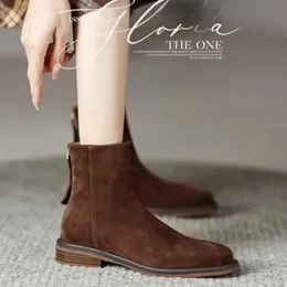 Boots for Women Elegant Retro Womens Boots High Quality Brown Ankle Autumn Winter Fashion Zipper Modern 231113