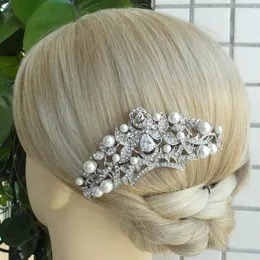 Заколки для волос с кристаллами, свадебная расческа, жемчужные стразы, свадебные аксессуары, ювелирные изделия - 1468D2