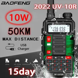 Walkie talkie Baofeng 10w przenośna wysoka moc Walkie-Talkie UV-10R 50 km VHF UHF Dual Band Dwuay CB Ham Radio Transceiver UV5R Uprawniał 231113