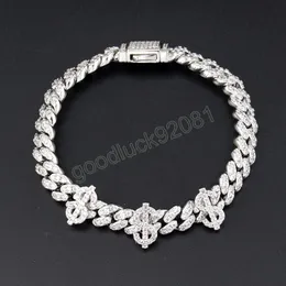 8mm Iced Out Dollars Cuban Link Chain Bracelets For Men Women With Bling Zircon Stone Hip Hop Chain Goth Jewelry