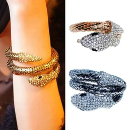 Панк-змеиный браслет в стиле ретро, преувеличенные стразы, индивидуальный модный браслет, кольцо на запястье, браслет для женщин, ювелирные изделия, подарки