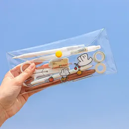 Ołówki Torby Carl's Transparent Pen Bag Cartoon House Cheese Birds Mysz Storage Organizator School School Travel A6761