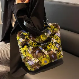 Torby wieczorowe moda Faux Fur to Torebka dla kobiet 2023 miękka pluszowa torba na ramię kobietę Duża pojemność kupująca zima ciepłe puszyste pojemniki
