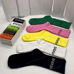 5 Balencaigaly Balencigaly Trend Stockings Cotton Embroidery Socks Hip Box Mens Cotton Womens Men Pairs Fashion Hop Stocking Sport