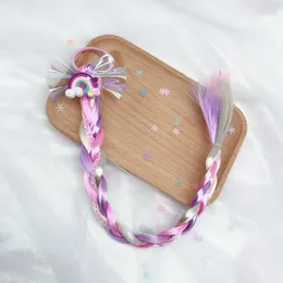 Saç Aksesuarları At kuyruğu Halatları Kızlar için Bow Braid Glitter Scrunchies Çocuklar Renkli Peruk Pigtail Elastik Halkalar Çocuk Heave