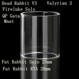 Ersättning Pyrex Flat Normal Glass Tube Fit For Hellvape Dead Rabbit V3 Voopoo Maat Fireluke Solo Gata Uwell Valyrian 3 Fat Rabbit Solo RTA 28mm