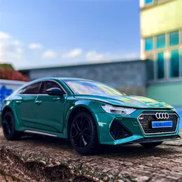 Diecast Model car 1 24 AUDI RS7 Coupe Alloy Car Model Diecast Toy Vehicles Metal Toy Car Model High Simulation Sound Light Collection Kids Gifts 230412