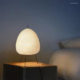 Bordslampor japansk stil stativ papperslampa kreativt enkelt lykta sovrum sovrum retro konst design dekorativ