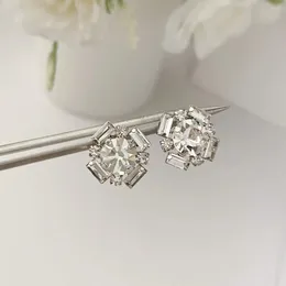 Stud Earrings Women VintangeH Octagon Crystal