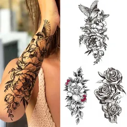 Książki tatuażu seksowne kwiat ptak Tymczasowy wodoodporna naklejka dziewczyna motyl Dreamcatcher krzyżowy rękaw ramię rękawek Fake Totem Women 231113