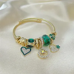 Link pulseiras de aço inoxidável frisado cristal zircão múltipla amor concha pequeno pingente pulseira feminina pulseira pulseras para parejas