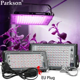 Grow Light LED Grow Light EU 플러그 AC220V 50W 100W 150W Phyto 램프 LED 플랜트 온실을위한 전체 스펙트럼 블러드 라이트 실내 재배 램프 P230413