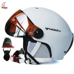 Hełm narciarski Księżyc Wysokiej jakości kask narciarski z gogle zintegralnie obowiązywany hełm narciarski PCEPS Outdoor Sports Snowboard Snowboard Helmets 231114