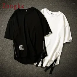 Męskie koszulki z krótkim rękawem Zongke biała koszula męska koszulka Harajuku koszulka w stylu Vintage ubrania Streetwear hip-hopowy letni Top 5XL 2023