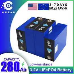 Snabb frakt 3.2V LIFEPO4 280AH Batteri 8 st 6000+ Deep Cycles Diy LifePo4 Batterier Safe Recharge för RV Camping Cabins Boats