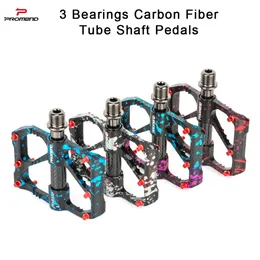 Cykelpedaler Promend MTB Ultra Light 3 -lager Pedal Road Splashed Colorful Carbon Fiber Axel Tube Bicycle Accessories 231114