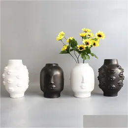 Vases Home Decor Creative Ceramic Vase For Flowers Human Face Lip Design Living Room Plant Pots Decorative Aesthetic Drop Delivery Hom Dhgjq