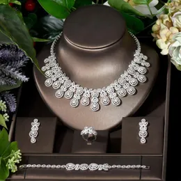 Necklace Earrings Set Fashion Elegant Engagement Wedding Jewellery Shiny Flower CZ Bridal Jewelry For Women And Earring Sets Bijoux S-027