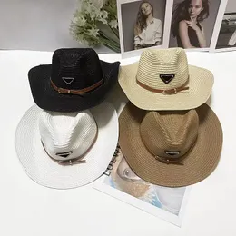 2023 Женская дизайнерская дизайнерская рюша соломенная шляпа мода вязаная шляпа для мужчин Женщина Широкая крана Кэпки Лето ведро на открытом воздухе пляжные шляпы 9 стилей