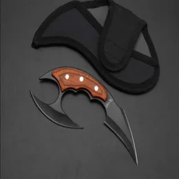 Hunting 7" Karambit Blade Knife Fixed Pocket Fury Wood Hiking Handle Tactical Camping 440C Survival Double Utility EDC Colle Euljb