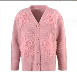 1107 XL, осень 2023, брендовый свитер в том же стиле, кардиган с длинными рукавами и v-образным вырезом, синий, розовый, женская одежда, женская одежда высокого качества yl