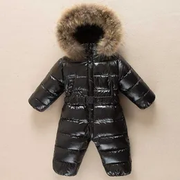baby Winter rompers warm Jumpsuit Children duck down overalls Snowsuit toddler kids boys girls fur hooded romper costume clothes 201030