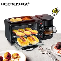 Andra köksmatsalar 3in1 Breakfast Machine 600W Coffee Pot750W Teppanyaki 750W ugnsbrödbakning Brottasstödstekt ägg kaffekokare 231113