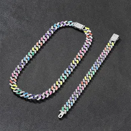 Män kvinnor hip-hop tennis halsband armband smycken sätter full diamant kubansk kedjhalsband armband tillbehör gåva i bulk