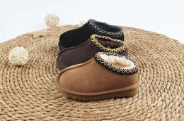 新しいUggskid Kids Toddler Tasman Slippers Tazz Baby Shoes Chestnut Fur Slides Sheepskin Shearling Classic Ultra Mini Boot Mules Little Big YY112