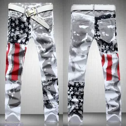 Jece Men's Fashion Hot Designer Jeans denim med Wings American Flag Plus Size