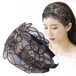 Headbands Retro Broad-Brimmed Headband Lotus Leaf Lace Toothed Hairband Adt Headwear Gd1084 Drop Delivery Jewelry Hairjewelry Dhj08