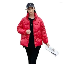 Kvinnors diken Coats Anti-Season Down Cotton-Padded Jacket Short Bright Face 2023 Winter Stand-Up Collar Ins Korean Fashion Coat.