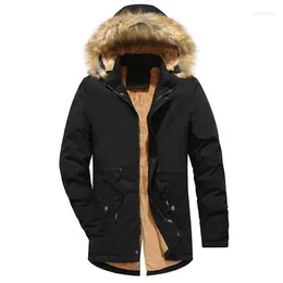 Piumino da uomo in pile invernale da uomo Parker Cappotto spesso con collo in pelliccia con cappuccio Giacca da uomo lungo casual Capispalla Abbigliamento di marca SA796