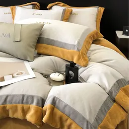 Bedding sets Autumn and winter warm milk velvet four-piece set of winter maternal and infant grade anti-static coral velvet bed sheet set 231114