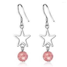 Baumelnde Ohrringe 925 Sterling Silver Strawberry Quartz Earring Females CN (Herkunft) Jewelry Drop Gemstone