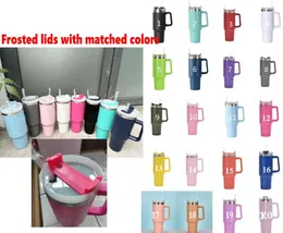 DHL med X Logo 40oz Hot Pink Mugs Rostfritt stål Tumblers Mugs Cups Hantera sugrör Big kapacitet Ölvattenflaskor utomhuscamping med klara/frostade lock 1114