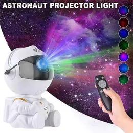 Night Lights Starry Sky Astronaut Night Light Star Projector Lamp With Remote Control And Timer Mood Lighting Home Room Decor Gifts Q231114