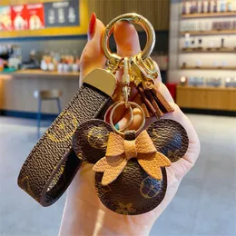 Дизайнерские аксессуары для ключей мыши с бриллиантами дизайн цепочки автомобиля ключевые сети сумки шарм благосклонность цветочные подвесные украшения Keyring Fashion Pu
